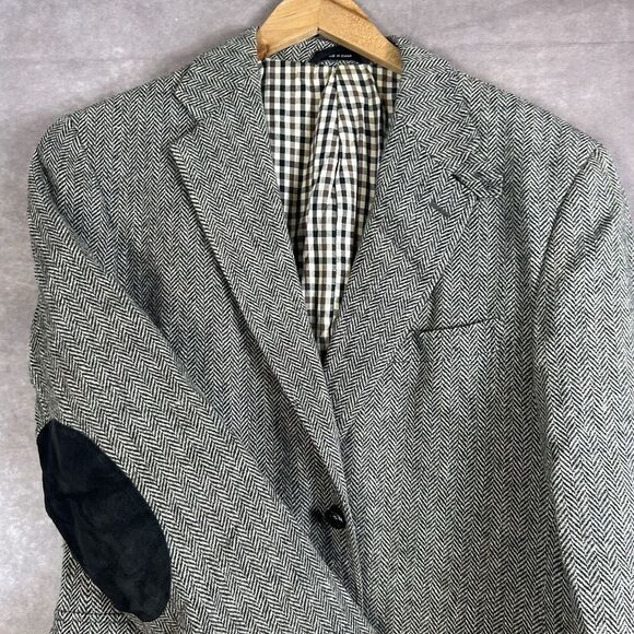 Ralph Lauren Blazer Pure Wool Sports Coat Herringbone Patches 22 In. Pit To Pit‎ - Picture 1 of 8